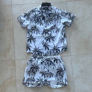 Palm Tree Print Shirt and Shorts Set Boy 4 year old